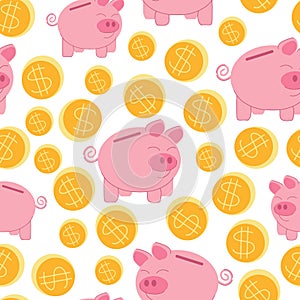 pattern piggy bank with gold coins