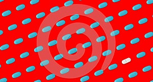 pattern of pills on a red background. Many pills on a redbackground photo