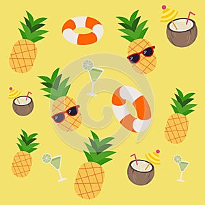 Pattern of pineapple soda lifering in trapical theme