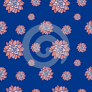 PATTERN OF PINK FLOWERS WITH BLUE COLOR photo