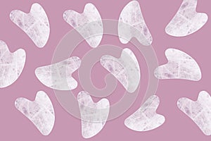 Pattern of pink jade guasha massager or natural stone scrapers