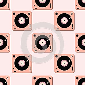 Pattern of players for vinyl record. Music flat vector illustration