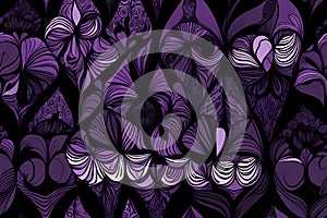 A pattern of purple flowers, almost gothic style, athmospheric backgrounds, floral photo