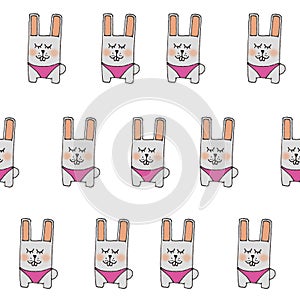 Pattern rabbits in in pink shorts