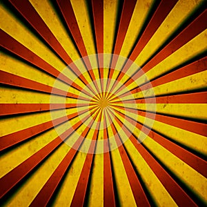 Pattern radial stripes circus red yellow aged