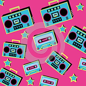 pattern radio with cassette of nineties retro