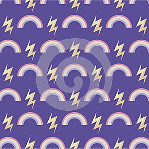 Pattern of rainbow with thunderbolts