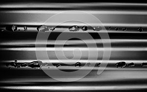 Pattern of Raindrops on Corrugated Roofing in Black and White