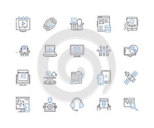 Pattern recognition line icons collection. Recognition, Classification, Perception, Identification, Interpretation