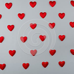 pattern red hearts on a blue background