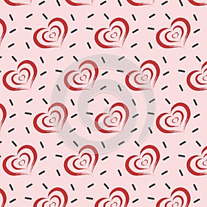 Pattern Red hearts Vector illustration. Simbol love and Valentine`s Day bacground. red heart on white bacground