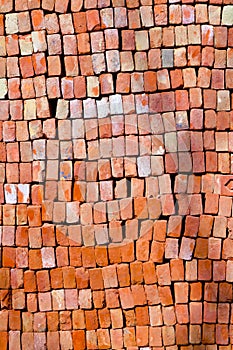 Pattern of red stapled bricks