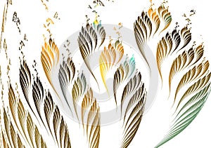 A pattern of rhythmically repeating pattern. Elegant abstract twigs with leaves on a white background. Abstract fractal background photo