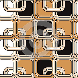 Pattern of rounded brown, white and black frames and squares