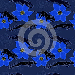 Pattern with running panther