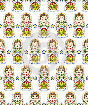 Pattern with russian dolls matryoshkas