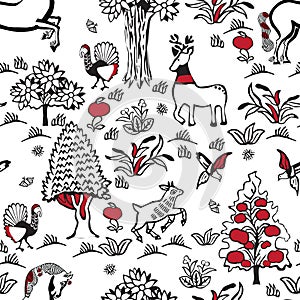 Pattern with Russian folklore