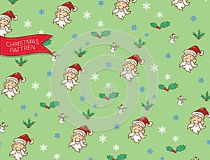 Pattern santa clause christmas and snowman,doodle and vector