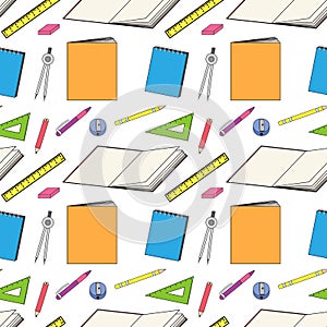 Pattern with school stationery