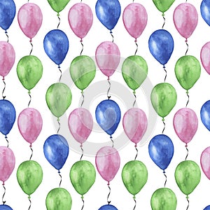 Pattern seamless balloons multicolored colored watercolor digital paper scrapbooking textiles design decoration congratulations ce