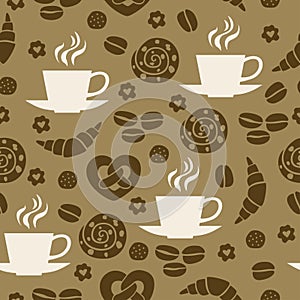 Pattern seamless of bun and coffee