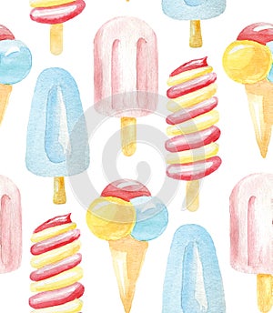 Pattern seamless of colorful ice cream ice lolly