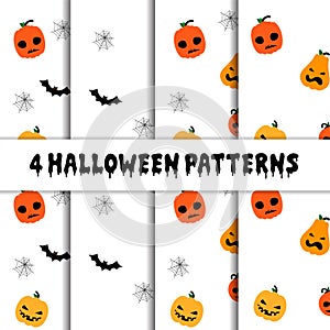 Pattern seamless halloween pumpkin black cat bat print