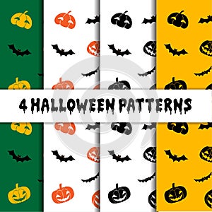 Pattern seamless halloween pumpkin black cat bat print