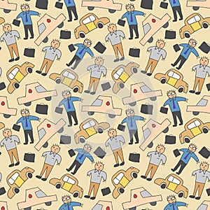 Pattern seamless kids with employe doodle element. Seamless pattern with skateboard, headphones and other hand drawing elements.