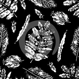 Pattern seamless monotype leaf plant. Botanical stamp print