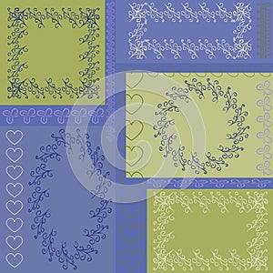 Pattern seamless of rectangles with lace frames and patterns in pastel colors, for fabric, wallpaper, glue