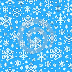 Pattern seamless of white snowflakes on blue background