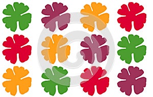 Pattern set colourful flower vector background isolated on white for graphic design or stockphoto, environment, greenery,