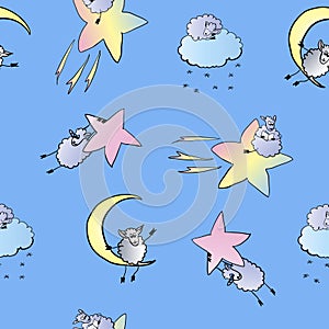Pattern of sheep in space, illustration
