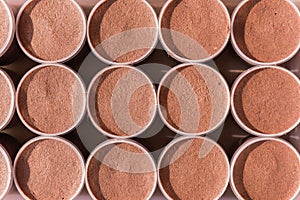 Pattern of shrimp paste in a plastic jars.