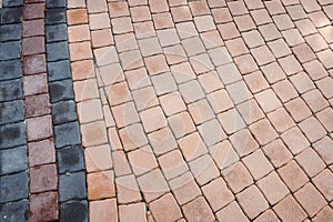 Pattern of small brick block walkway in the garden