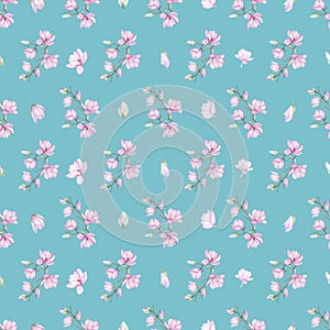 Pattern with small magnolias photo