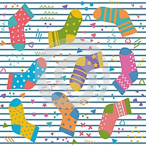 Pattern of socks, color vector illustration