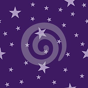 Pattern of stars on violet background. Seamless vector design