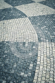 Pattern on stone cobblestone pavement