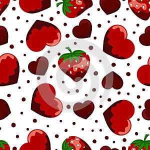 Pattern with strawberries and hearts