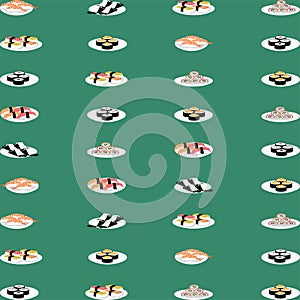 Pattern sushi is a japanese dish of specially prepared vinegared rice vector illustration eps10