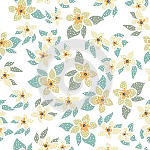 Pattern with sweet hand drawn Flowers. Scandinavian Style