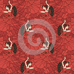 Pattern with tango and flamenco dancers.