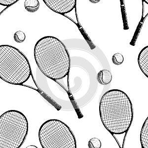 Pattern of tennis rackets with balls