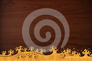 Pattern thai carve wave gold on wood texture photo