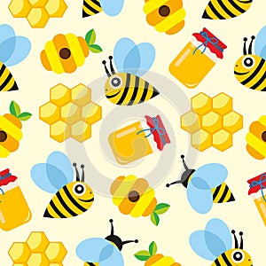 Pattern on the theme of bees and honey vector illustration