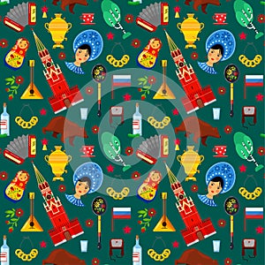 Pattern with traditional Russian attributes