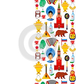 Pattern with traditional Russian attributes