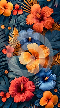 Pattern with tropical flowers